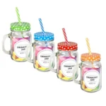 Glass Drinking Jar With Straw - 450ml