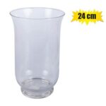 Vase glass clear hurricane 24c m