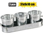 Planter Galv 3Pce W/Tray 31X9X10Cm