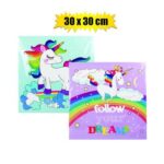 Plaque-wall canvas unicorn 30x 30cm