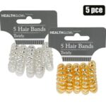 Hair Band Twirly 5Pc Metallic
