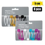 Hair Pins 8Pc Snap Clips 5Cm Asstd Col