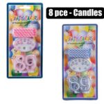 Candles Birthday 8Pce+Numbers Asstd