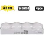 Candle votive 3.5cm 4pc white scented