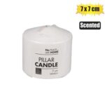 Candle pillar round white 7x7c m scented