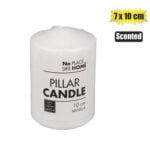 Candle pillar round white 10x7 cm scente