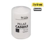 Candle pillar round white 12x7 cm scente
