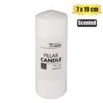 Candle pillar round white 19x7 cm scente