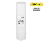 Candle pillar round white 30x7 cm scente
