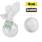 Candle Pillar Ball White 10Cm Scented