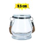 Candle-holder gls w/jute handl e 9.5cm