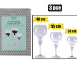 Candle-Holder-Set 3Pc Glass 30/35/40Cm