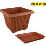 Planter W/Tray 28X28X21Cm Pl Square