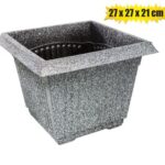Planter 27X27X21Cm Square Plastic Grey