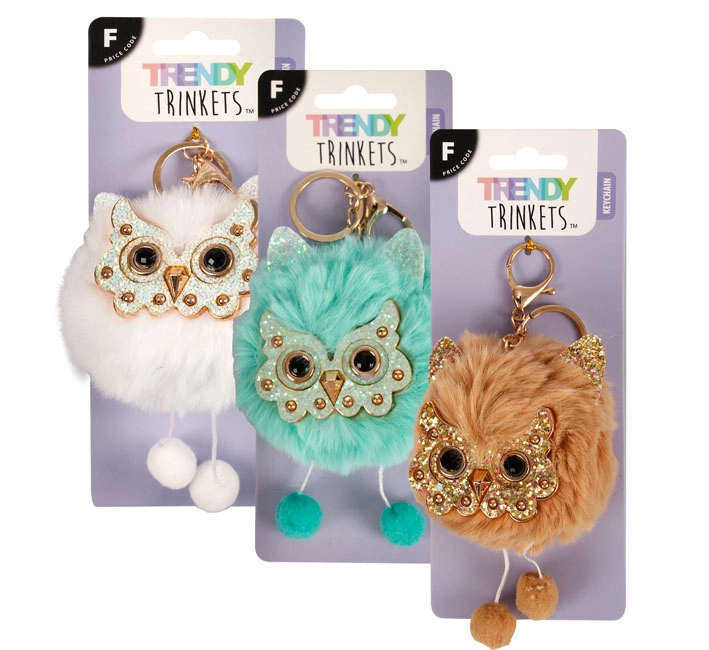 Keychain Plush Owl Assorted 12cm