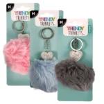 Keychain Pom Pom Bling Heart 11cm