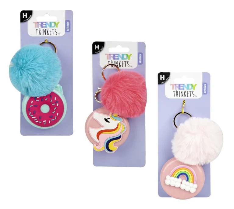 Keychain With Pop Out Brush and Faux Fur 7cm