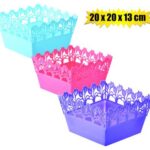 Basket Pl Lace 20X20X13Cm Square