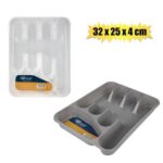 Cutlery tray pl grey/clear 32x25x4cm
