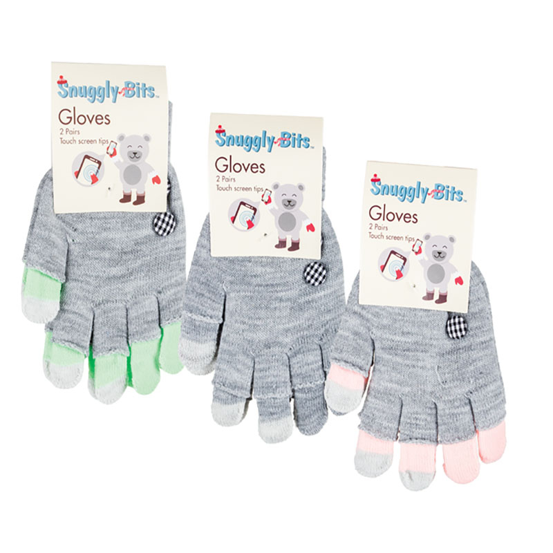 Adult Gloves With Touch Screen Tips, 2 Pairs
