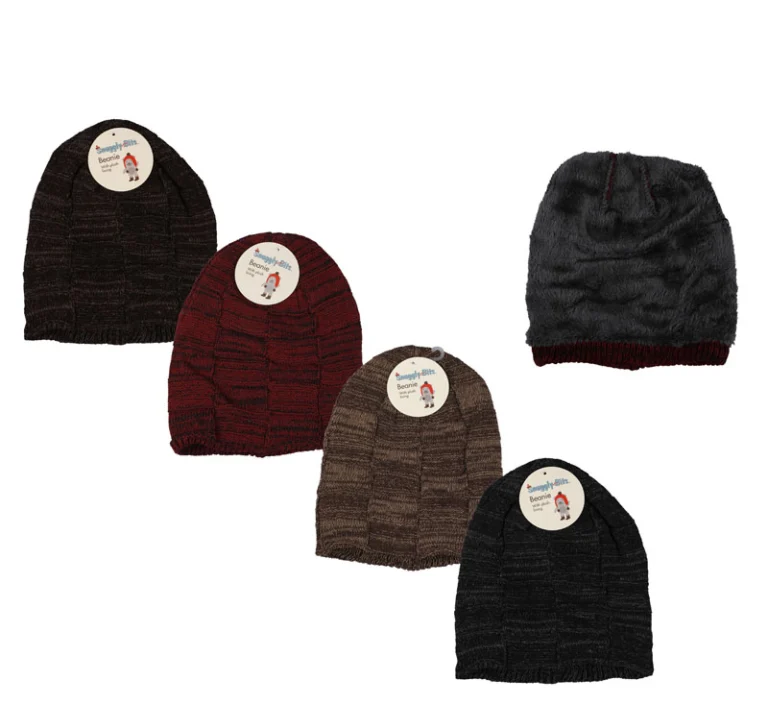 Adult Beanie Slouchy Knitted With Plush Inner