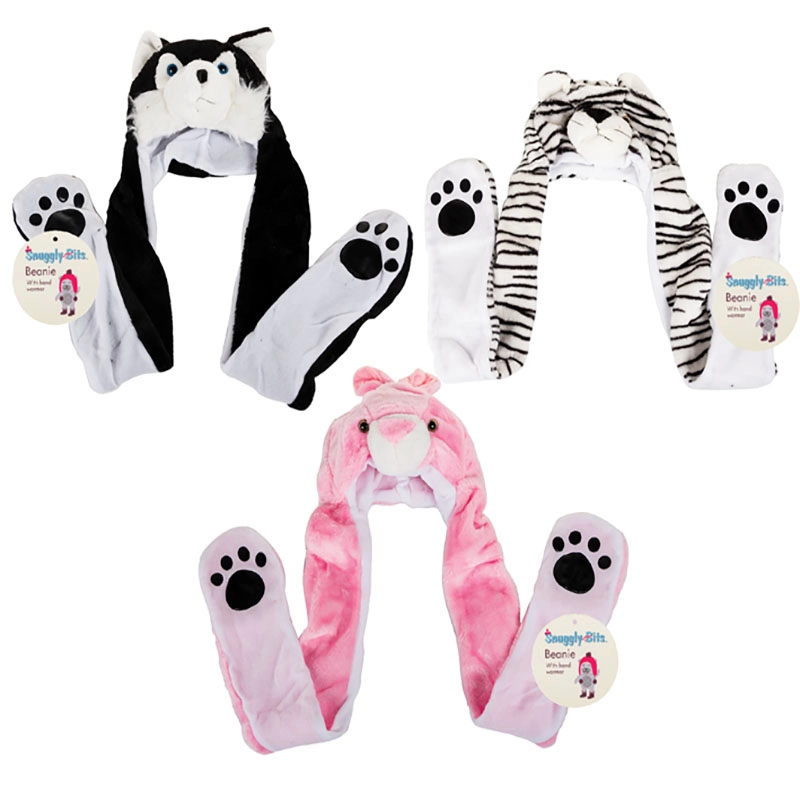 Kids Beanie Animal With Long Earflaps And Pockets