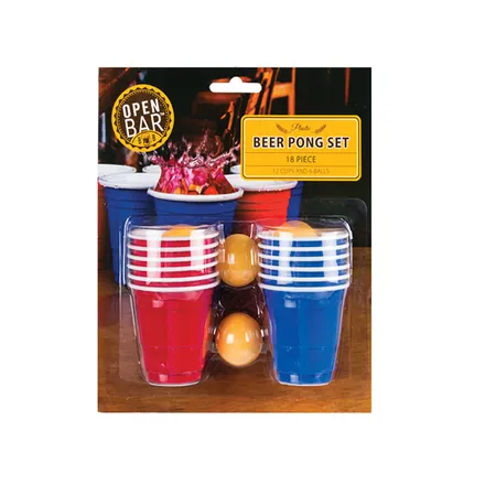 Open Bar Mini Beer Pong Drinking Game, 18-piece
