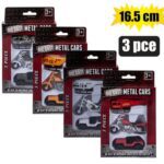 Die Cast Set Jeep Bike Heli 3Pc 16.5Cm