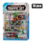 Die Set 10Pc Traffic Asstd Pull Back 8Cm