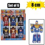 Boys playset figurine robot 6p c 8cm
