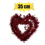 Orn occasion love tinsel heart 30x28cm