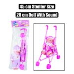 Baby doll 28cm w/sound & strol ler
