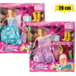 Doll med 28cm princess w/4 dre sses+acc