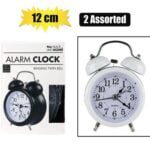 Clock alarm mtl twin bell 12cm asstd