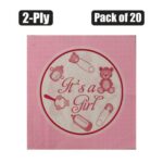 Serviettes 2Ply 33Cm 20Pc Baby Girl