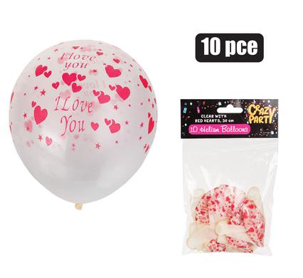 Balloons helium 10pc clear hea rts f-01