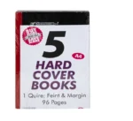 Book Hard Cover A4 96 Page 1-Quire, 5 Pack