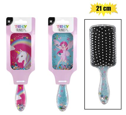 Hair brush sequin printed 21cm rect