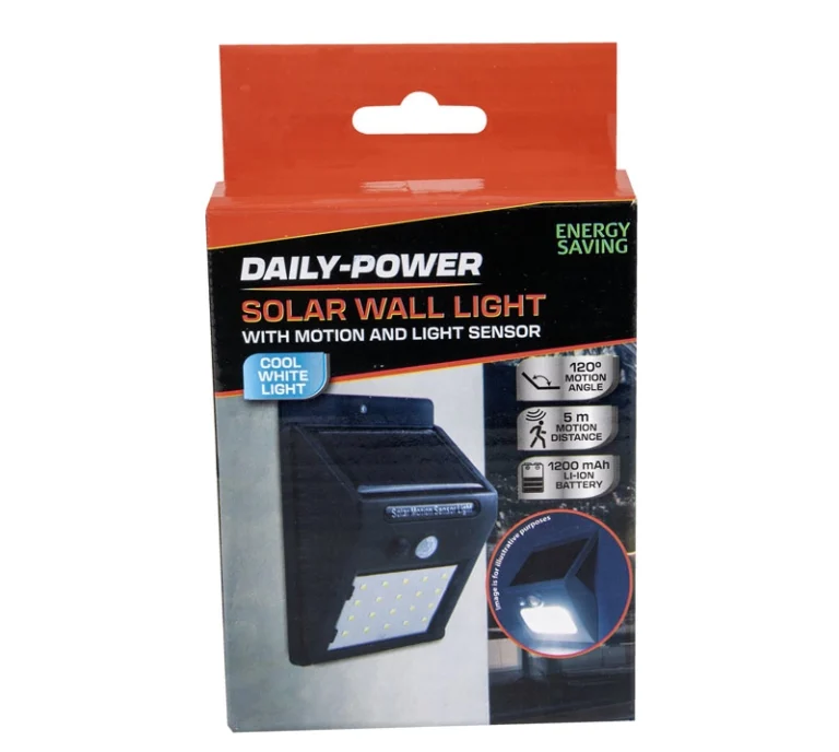 Solar Wall Light Motion + Light Sensor