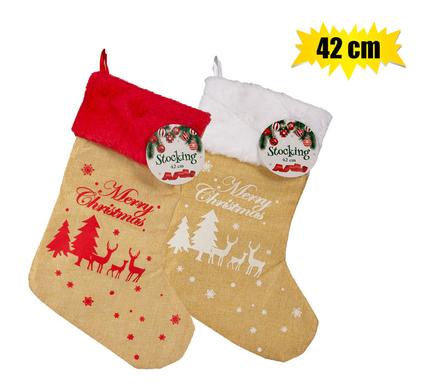 Xmas stocking hessian w prnt 4 2cm