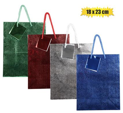 Gift-bag metallic paper med 18 x23cm emb