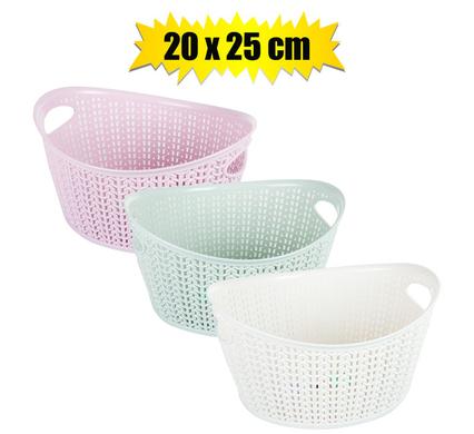 Basket pl lace 25x20x13cm oval asstd