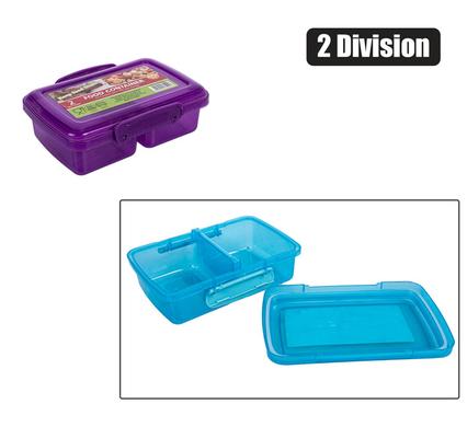 Lunch box w/clips 2-div 16x10x 3cm