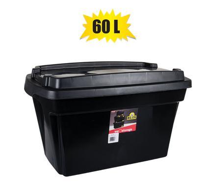 Storage box black 60l tough to te