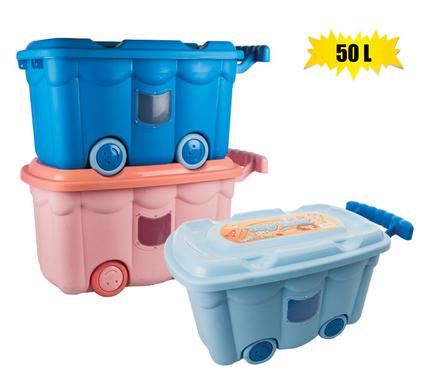 Storage box pastel 50l w/wheel s&handle