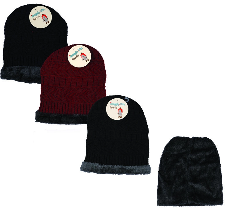 Knitted Beanie With Inner Fleece