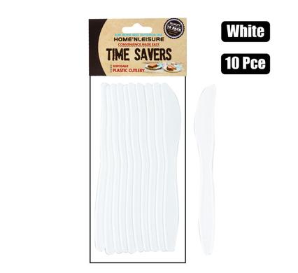 Cutlery pl knives 10pce white/ clear h&