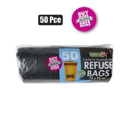 Refuse bag 50pc black 750x950m m