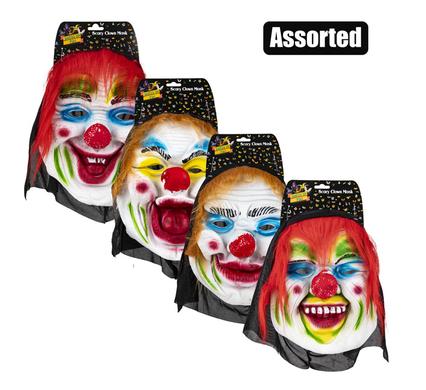 Dress up scary clown mask asst d