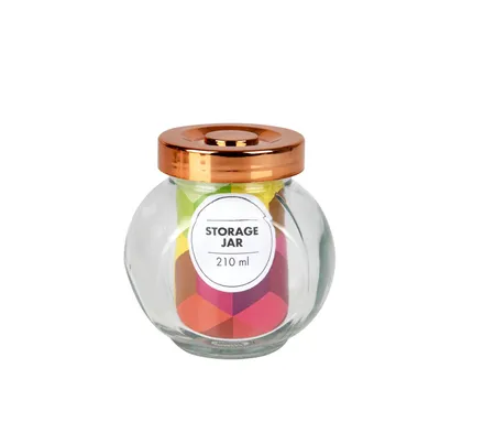 Glass Storage Jar with Copper Lid 8x8cm - 210ml
